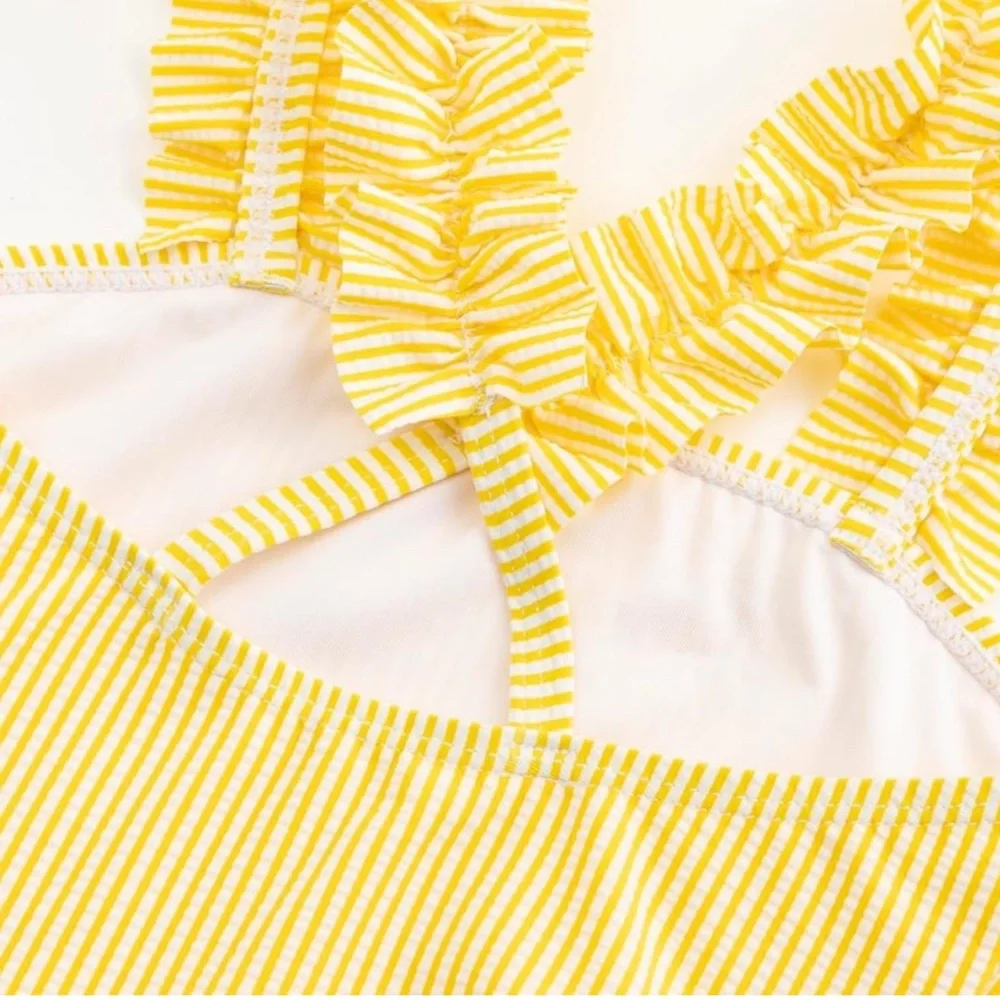 LIZENS Girls One Piece Swimsuit – Yellow & White Stripe – Size 9/10 – NWT - Picture 7 of 12